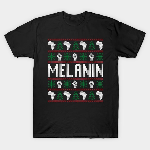 Melanin African American Ugly Christmas Sweater T-Shirt by mcoshop